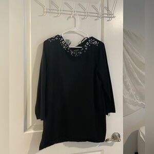 Black Grommet Embellished Women's Top | Black